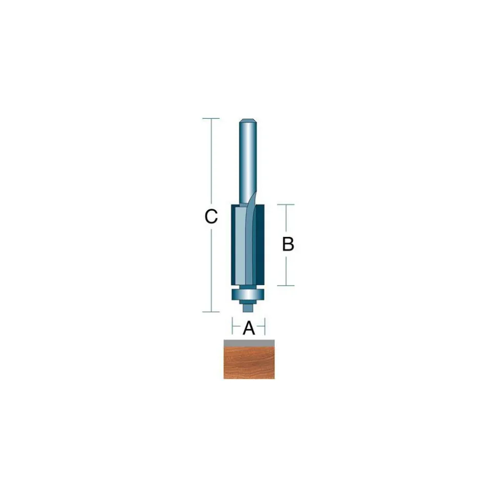 1/2" Dia, 1-3/16" LOC, 2 Flute Carbide-Tipped Edge Profile Flush Trim Router Bit