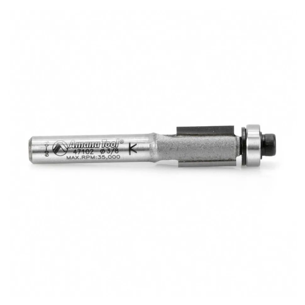 3/8" Dia, 1/2" LOC, 2 Flute Carbide-Tipped Edge Profile Flush Trim Router Bit