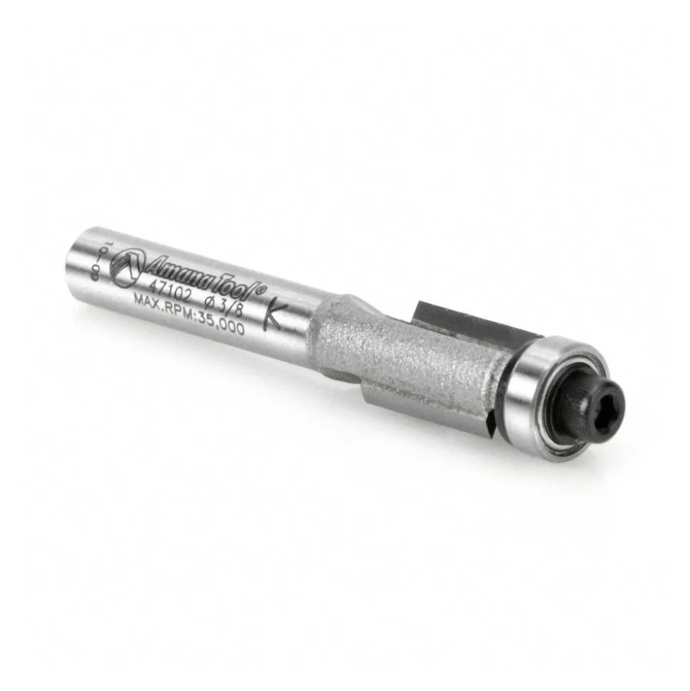 3/8" Dia, 1/2" LOC, 2 Flute Carbide-Tipped Edge Profile Flush Trim Router Bit