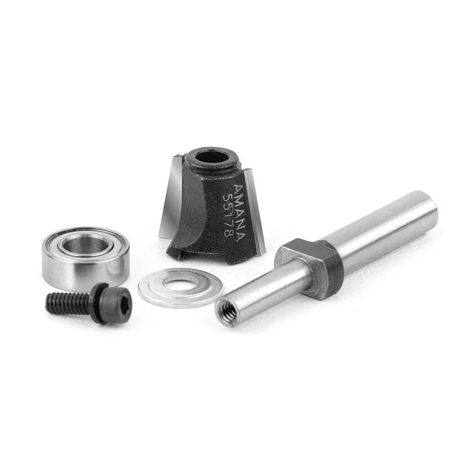 5/8" Dia, 1/2" LOC, 2 Flute Carbide-Tipped Edge Profile Bevel Trim Router Bit