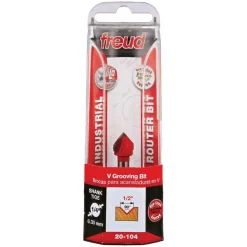 1/2" Dia, 7/16" LOC, 0 Flute Carbide-Tipped Edge Profile V-Groove Router Bit