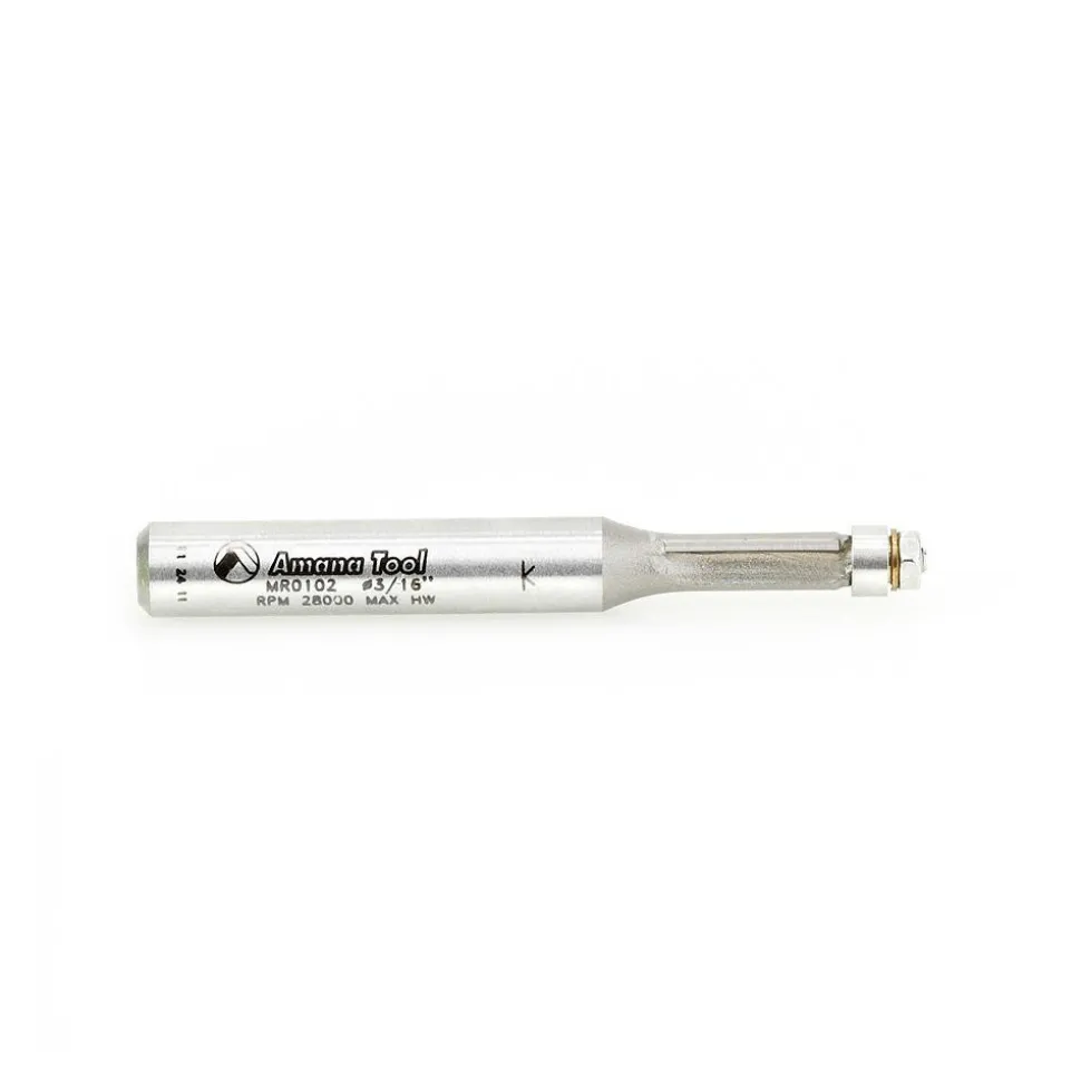 3/16" Dia, 7/16" LOC, 2 Flute Carbide-Tipped Edge Profile Flush Trim Router Bit