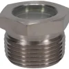 15/16" Sight Dia, 1" Thread, 1.06" OAL, High Pressure Fused Pipe Thread, Open View Sight Glass & Flow Sight