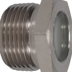 15/16" Sight Dia, 1" Thread, 1.06" OAL, High Pressure Fused Pipe Thread, Open View Sight Glass & Flow Sight