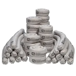 Absorbent Sock: For Leaks & Drips/Maintenance, 3" Dia, 3-1/2' Long, 20 gal, Corn Cob, Gray