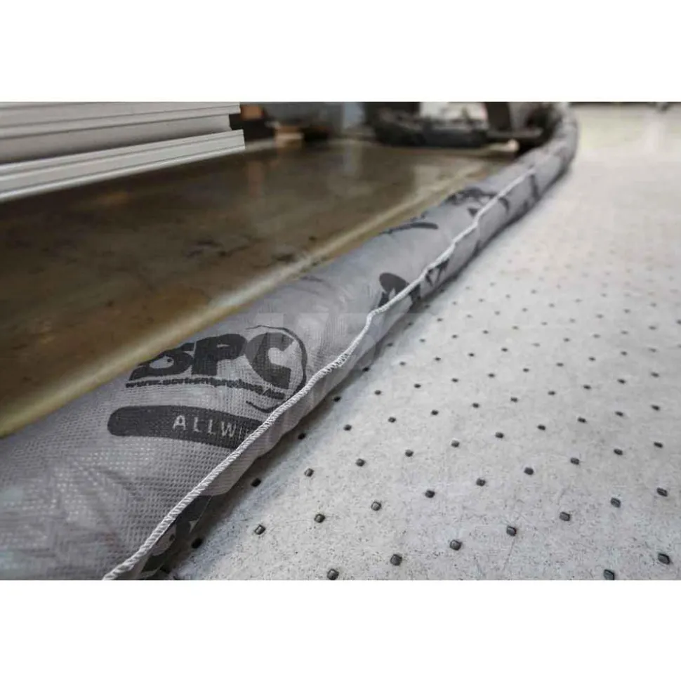 Absorbent Sock: For Universal Use, 3" Dia, 4' Long, 12 gal, Polypropylene, Gray