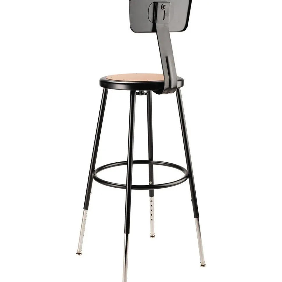 Adjustable Height Stool: Hardboard, 14" Seat Width, 14" Seat Depth, Black