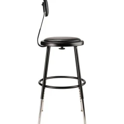 Adjustable Height Stool: Vinyl, 14" Seat Width, 14" Seat Depth, Black