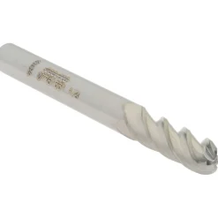 Ball End Mill: 1/4" Dia, 3/4" LOC, 4 Flute, Solid Carbide