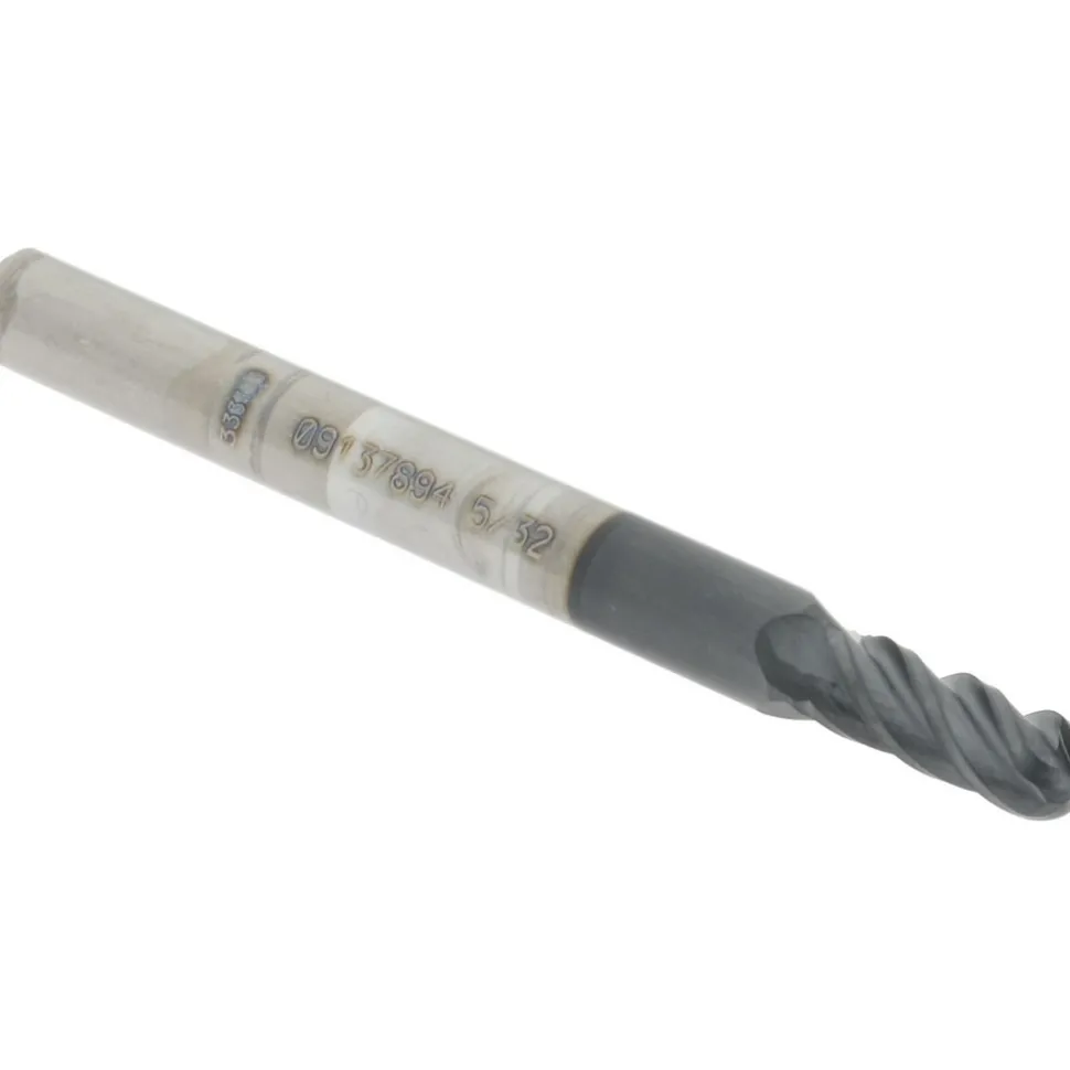 Ball End Mill: 5/32" Dia, 3/8" LOC, 4 Flute, Solid Carbide