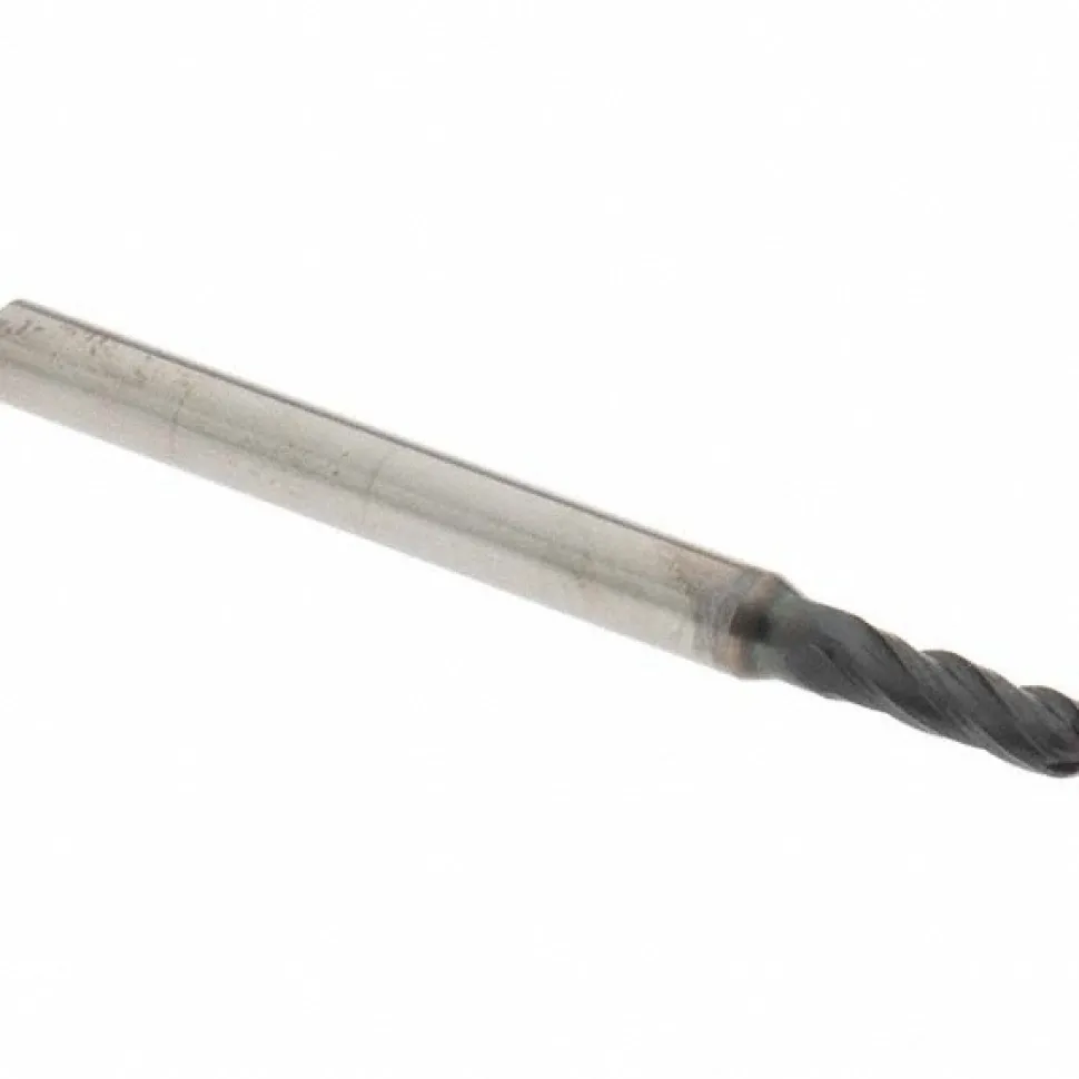 Ball End Mill: 3/32" Dia, 5/16" LOC, 4 Flute, Solid Carbide