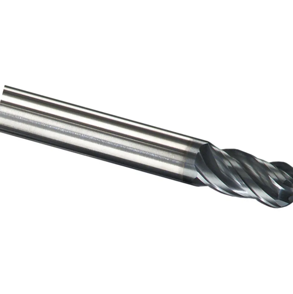 Ball End Mill: 1/4" Dia, 1/2" LOC, 4 Flute, Solid Carbide