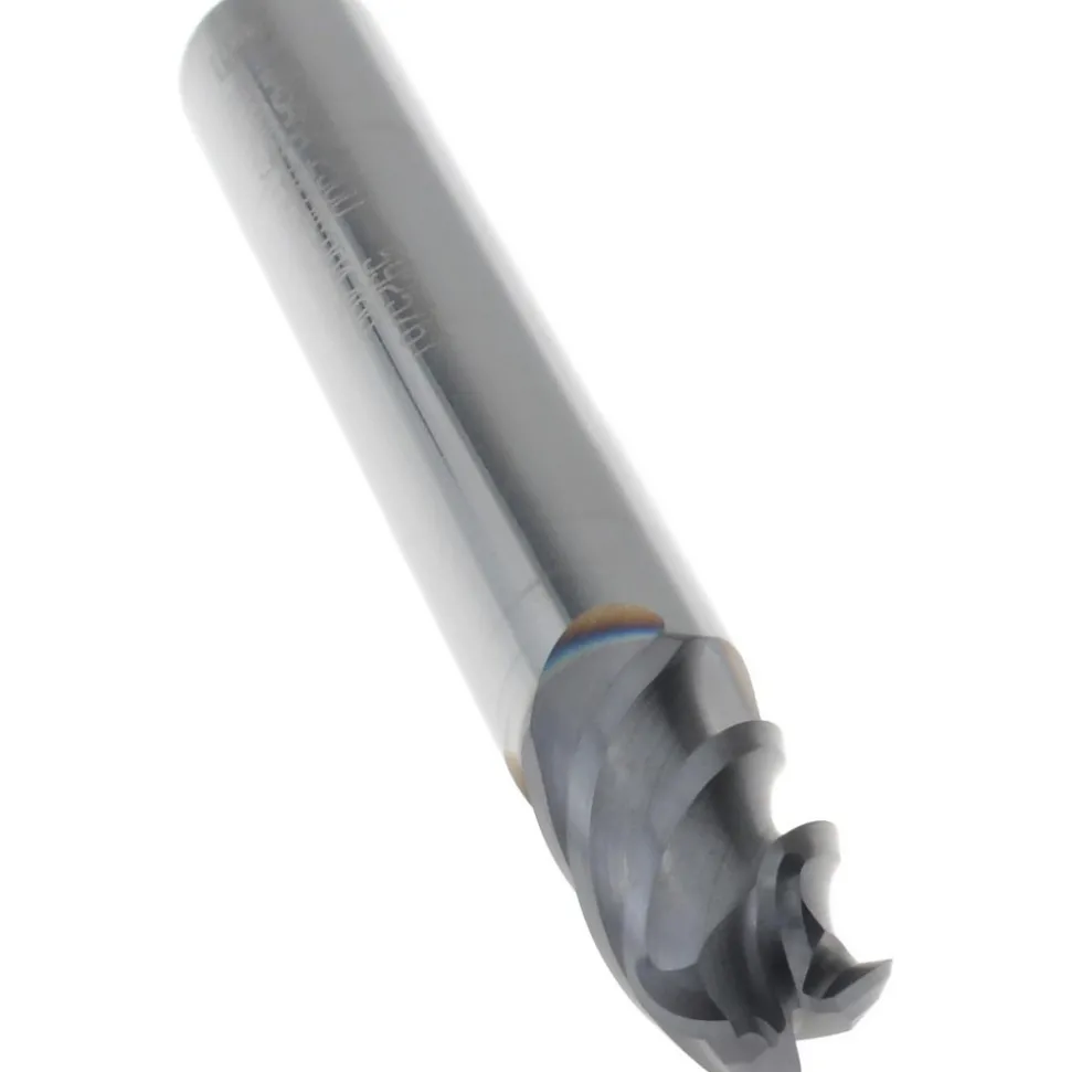 Ball End Mill: 1/4" Dia, 1/2" LOC, 4 Flute, Solid Carbide