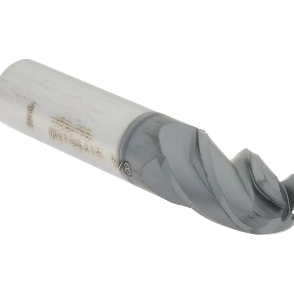 Ball End Mill: 3/8" Dia, 5/8" LOC, 4 Flute, Solid Carbide