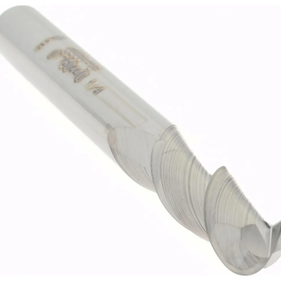 Ball End Mill: 1/4" Dia, 3/4" LOC, 2 Flute, Solid Carbide