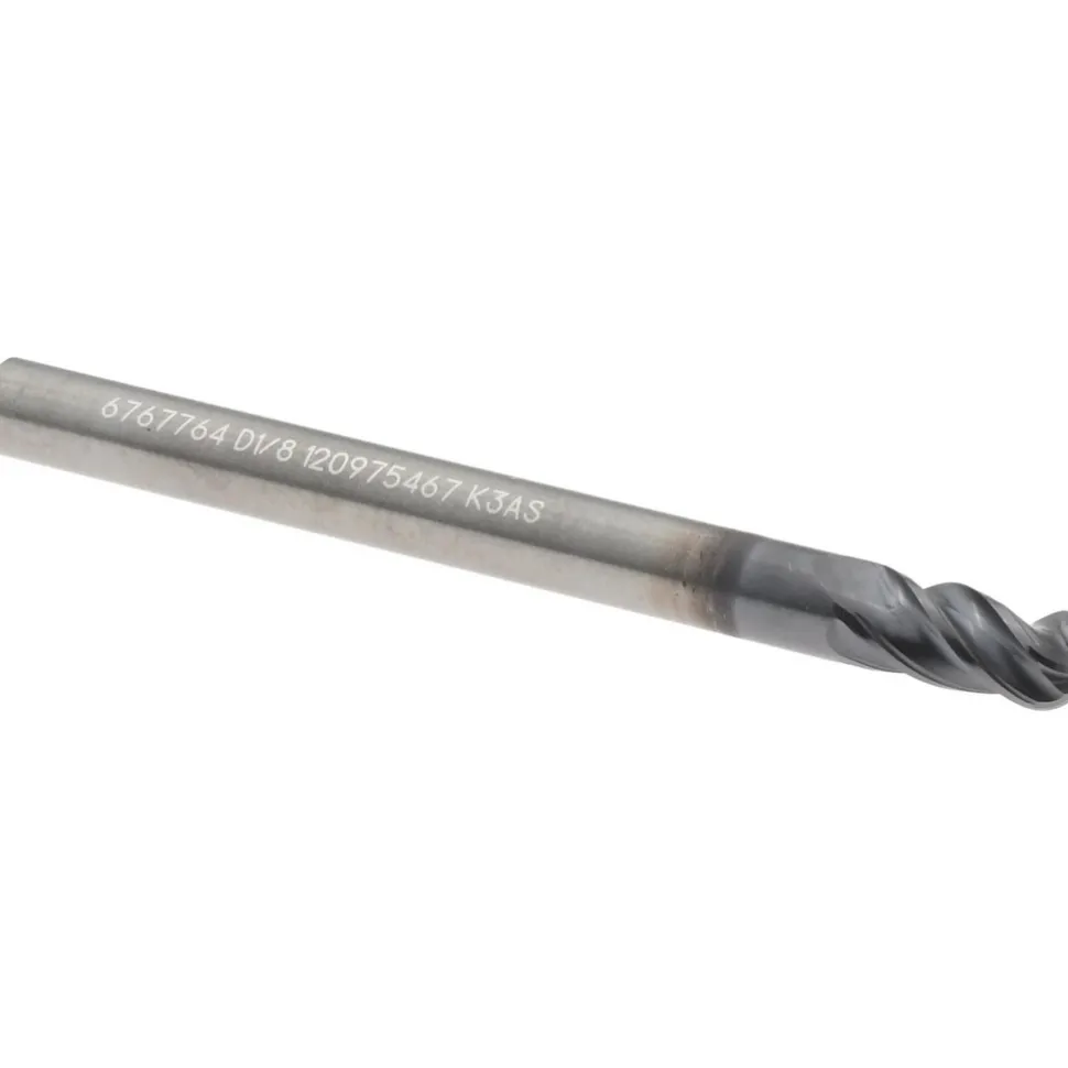 Ball End Mill: 1/8" Dia, 1/4" LOC, 4 Flute, Solid Carbide