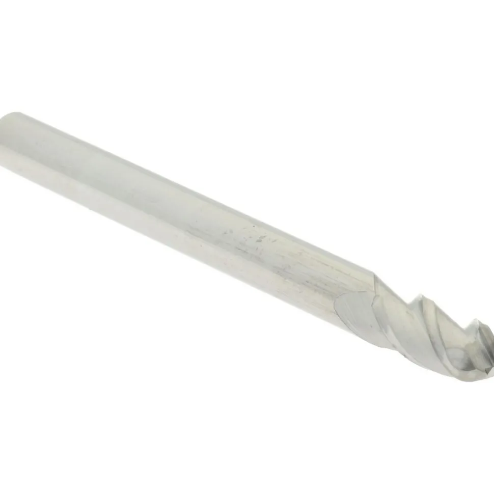 Ball End Mill: 1/8" Dia, 1/4" LOC, 3 Flute, Solid Carbide