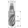 Ball End Mill Heads; Mill Dia (Inch): 1/2; Mill Dia (Decimal Inch): 0.5000; Number of Flutes: 6; Length of Cut (Inch): 1/2; Connection Type: E12; Overall Length (Decimal Inch): 1.5980; Material: Solid Carbide; Finish/Coating: HXT; Cutting Direction: Right Hand; Flute Direction: Right Hand