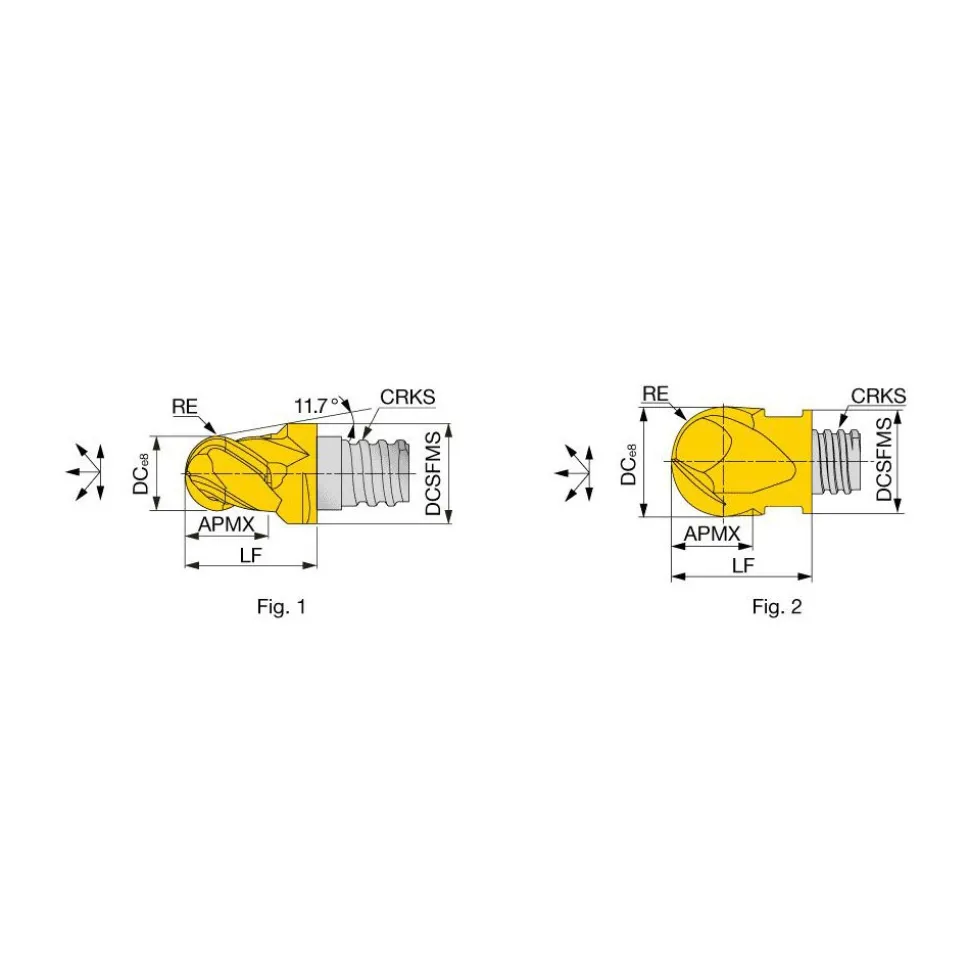 Ball End Mill Heads; Mill Dia (mm): 6.00; Mill Dia (Decimal Inch): 0.2362; Number of Flutes: 4; Length of Cut (mm): 4.0000; Connection Type: S04; Overall Length (mm): 8.5000; Material: Solid Carbide; Finish/Coating: TiAlN; Cutting Direction: Right Hand; Flute Direction: Right Hand