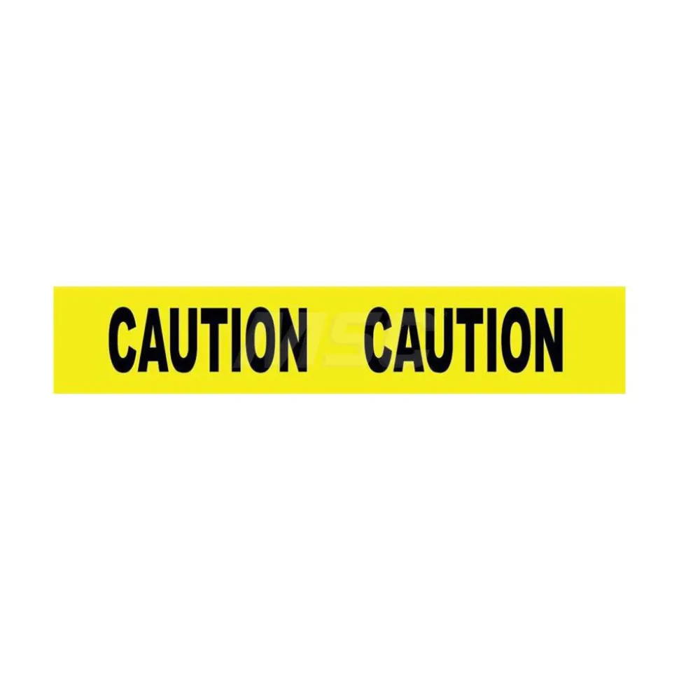 Barricade Tape: Yellow, Message:" Caution Caution", 3.0000" Width, 1000.00' Length