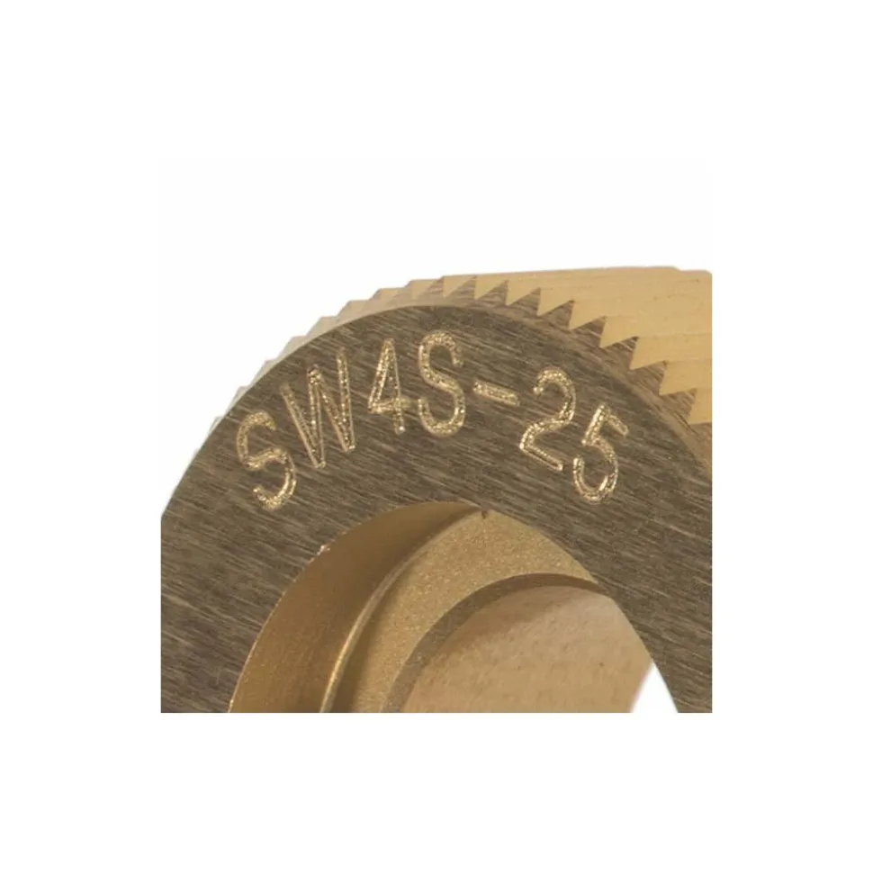 Beveled Face Knurl Wheel: 1" Dia, 90 ° Tooth Angle, 25 TPI, Straight, High Speed Steel