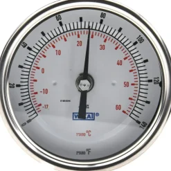 Bimetal Dial Thermometer: 0 to 140 ° F, 2-1/2