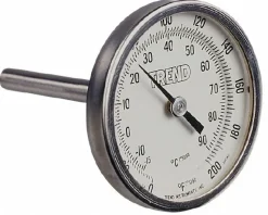 Bimetal Dial Thermometer: 25 to 125 ° F, 6" Stem Length