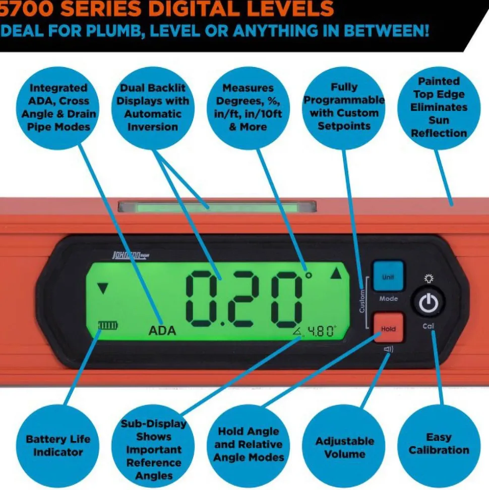 Box Beam, I-Beam & Torpedo Levels: Level Type: Digital; Length (Inch): 48; Magnetic: No