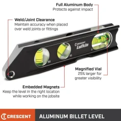 Box Beam, I-Beam & Torpedo Levels: Level Type: Billet; Vial Style: Barrel; Length (Inch): 9; Magnetic: Yes