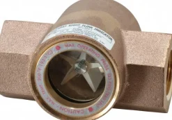 Bronze Body Sight Flow Indicator: 1" NPT, 125 psi, Use with Gas & Liquid