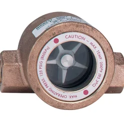 Bronze Body Sight Flow Indicator: 1/4" NPT, 125 psi, Use with Gas & Liquid
