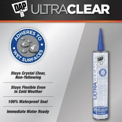 Caulk: 10.1 oz Cartridge, Clear, Butyl Rubber