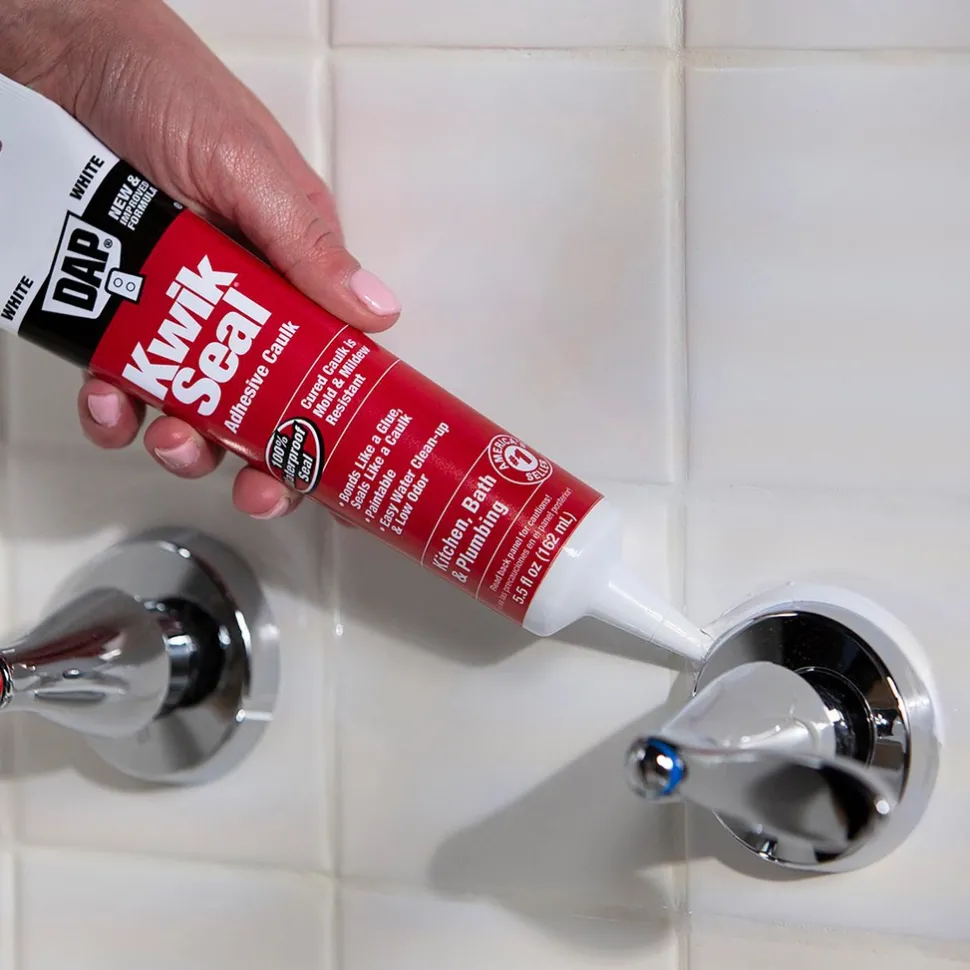 Caulk: 5-1/2 oz Tube, White, Acrylic & Latex