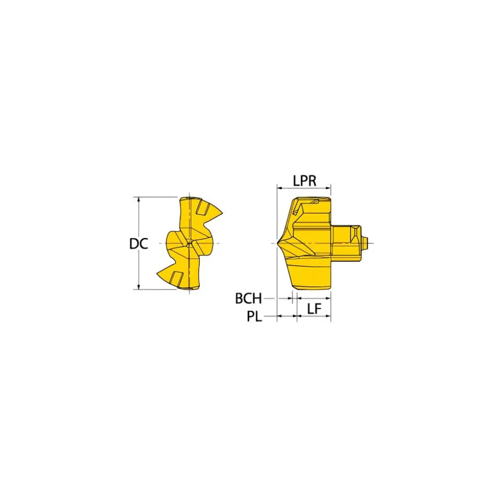 Corner Radius & Corner Chamfer End Mill Heads: Mill Diameter (mm): 10.00; Chamfer Width (mm): 5.00