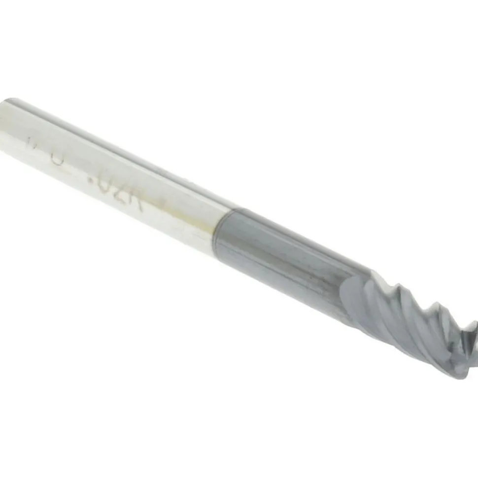Corner Radius End Mill: 1/8" Dia, 1/4" LOC, 0.0200" Corner Radius, 4 Flute, Solid Carbide