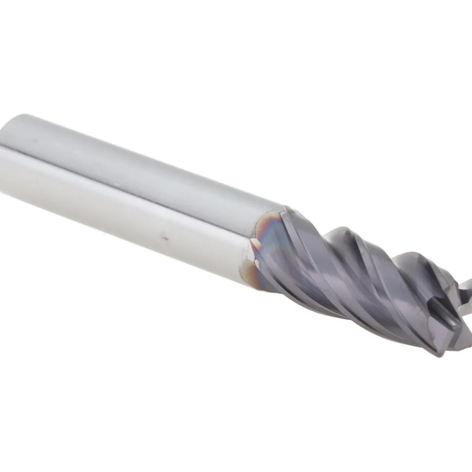 Corner Radius End Mill: 3/8" Dia, 7/8" LOC, 0.0200" Corner Radius, 4 Flute, Solid Carbide