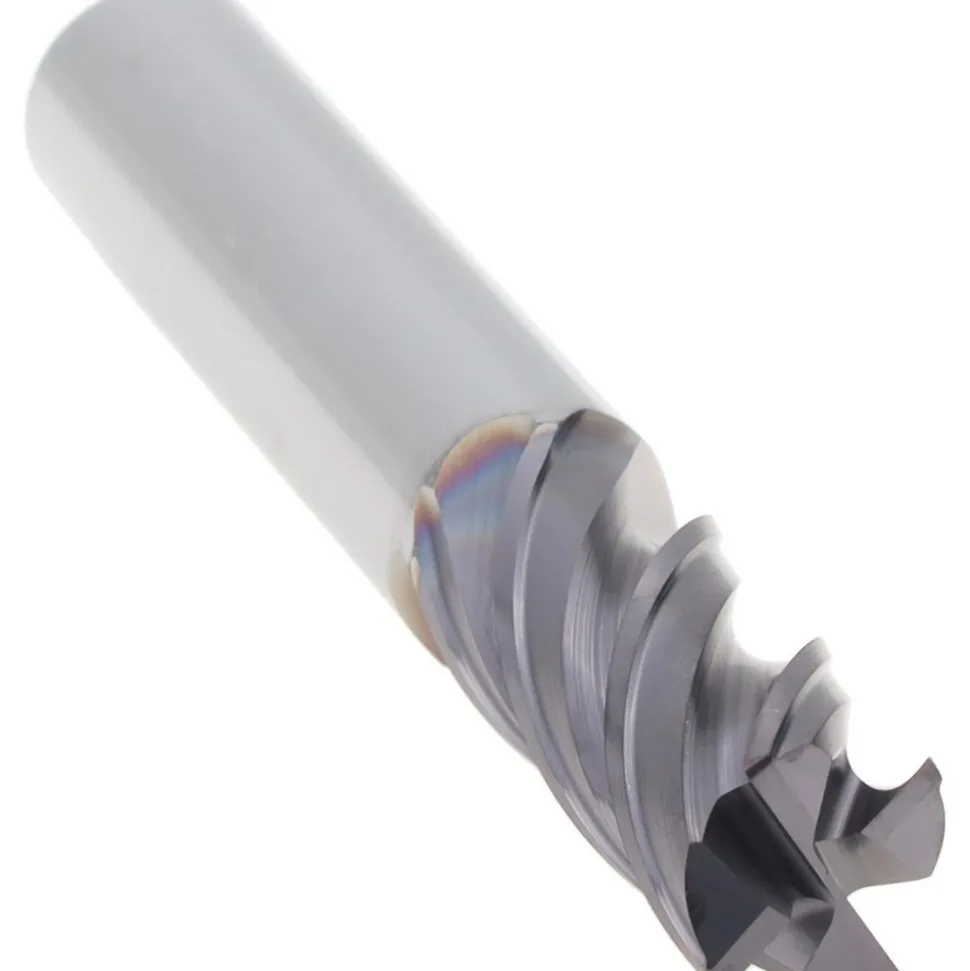 Corner Radius End Mill: 3/8" Dia, 7/8" LOC, 0.0200" Corner Radius, 4 Flute, Solid Carbide