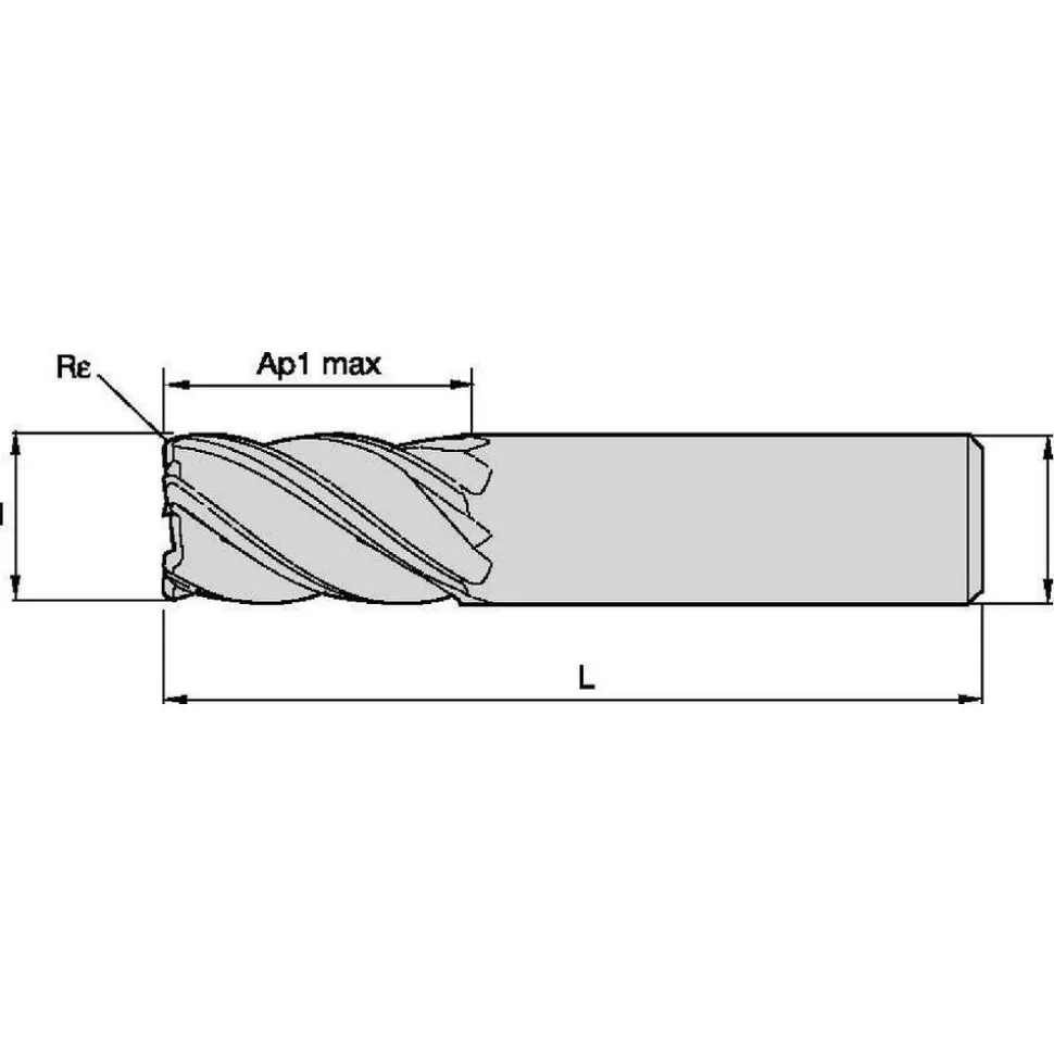 Corner Radius End Mill: 1/2" Dia, 1-1/4" LOC, 0.0300" Corner Radius, 5 Flute, Solid Carbide