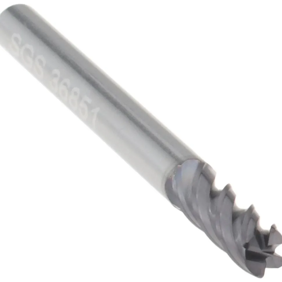 Corner Radius End Mill: 1/8" Dia, 3/8" LOC, 0.0150" Corner Radius, 4 Flute, Solid Carbide