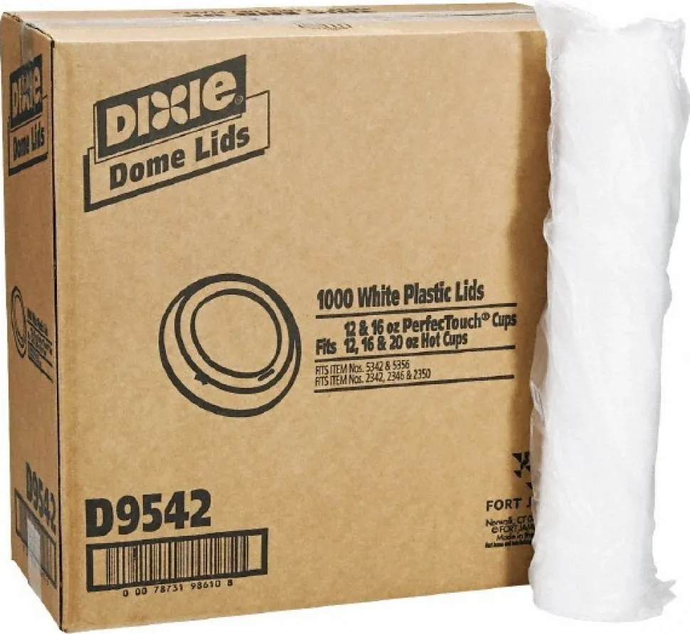 Cup Lid: Fits 10 to 16 oz Hot Drink Cups, Dome, 1,000 Pc, White
