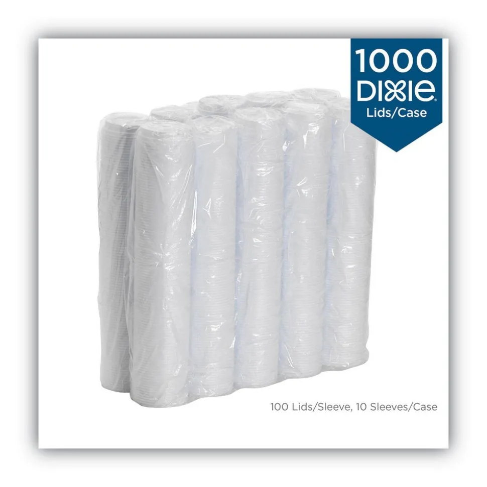 Cup Lid: Fits 10 to 16 oz Hot Drink Cups, Dome, 1,000 Pc, White