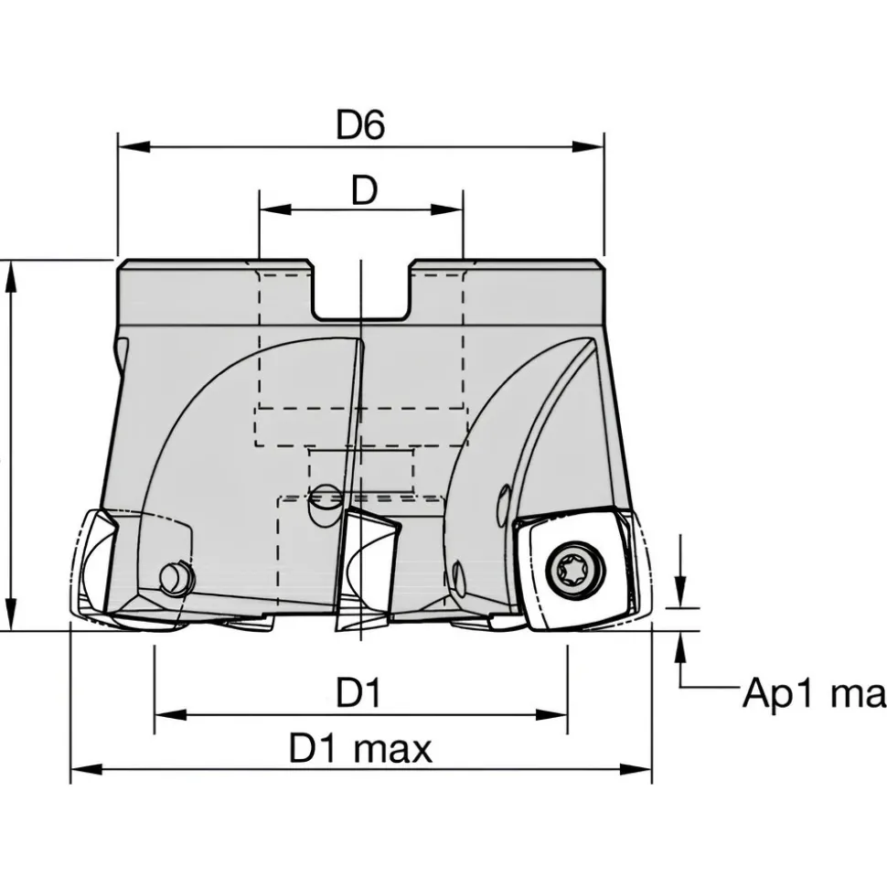 2-1/2" Cut Dia, 1" Arbor Hole Dia, Indexable Square-Shoulder Face Mill
