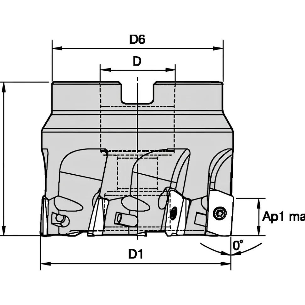 2-1/2" Cut Dia, 3/4" Arbor Hole Dia, 0.389" Max Depth, Indexable Square-Shoulder Face Mill