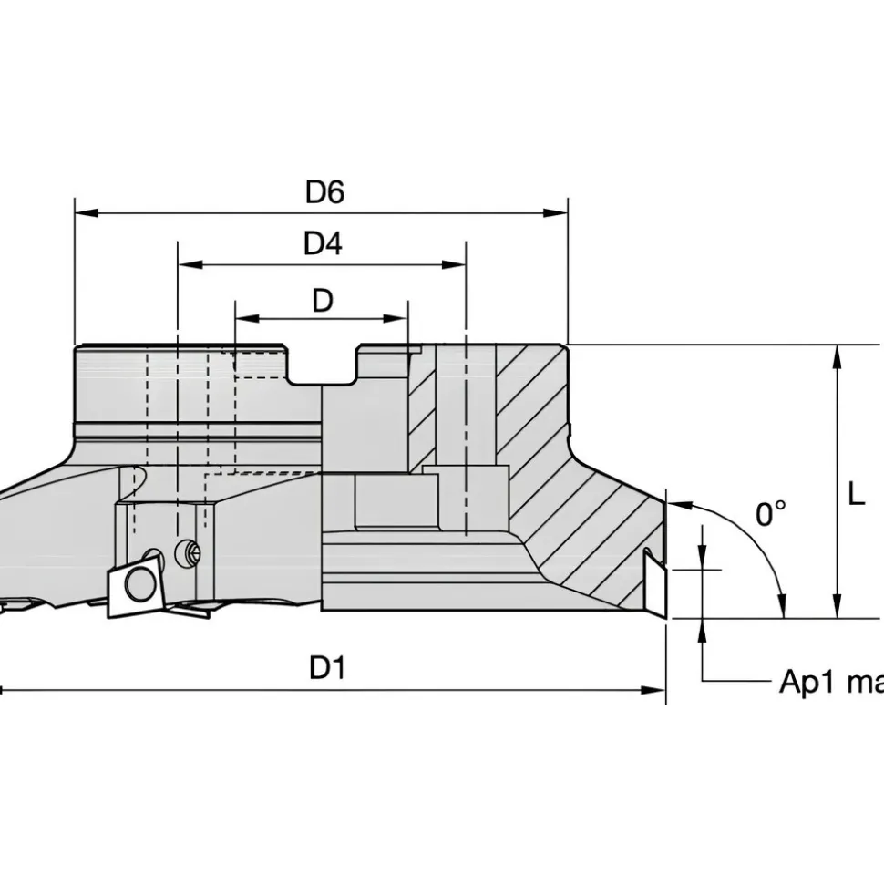 2-1/2" Cut Dia, 3/4" Arbor Hole Dia, 0.394" Max Depth, Indexable Square-Shoulder Face Mill