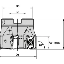 3" Cut Dia, 1" Arbor Hole Dia, 15.5mm Max Depth, Indexable Square-Shoulder Face Mill
