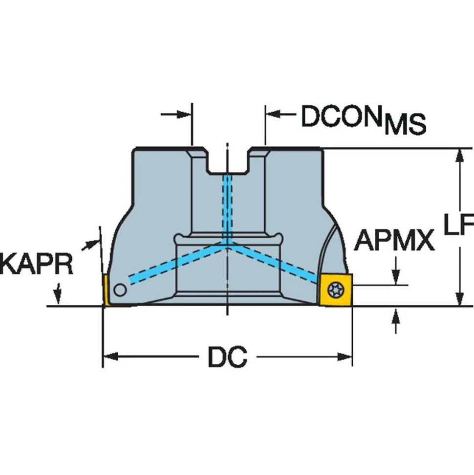 1-1/2" Cut Dia, 3/4" Arbor Hole Dia, 5.5mm Max Depth, Indexable Square-Shoulder Face Mill