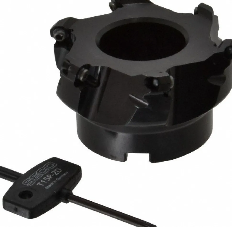 3.15" Cut Dia, 1" Arbor Hole, 0.138" Max Depth of Cut, 43° Indexable Chamfer & Angle Face Mill