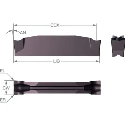 Cutoff Insert: C2IE2N02000002CM 1225, Carbide, 2.00 mm Cutting Width, 0.0787" Cutting Width
