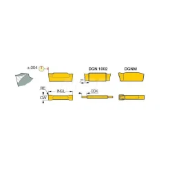 Cutoff Insert: DGN2202J IC328, Carbide, 2.20 mm Cutting Width, 0.0866" Cutting Width