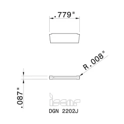 Cutoff Insert: DGN2202J IC328, Carbide, 2.20 mm Cutting Width, 0.0866" Cutting Width